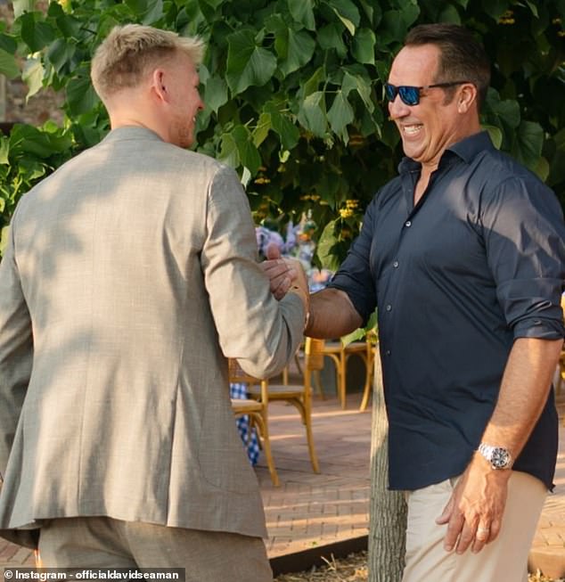 Ramsdale was all smiles as former England goalkeeper Seaman arrived in the sun to celebrate