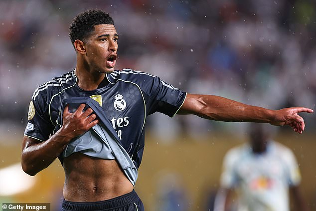 Jude Bellingham barks instructions to his Real Madrid team-mates in the game stateside