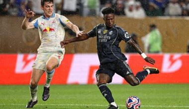 Vinicius Jr scores Real Madrid's first goal against RB Salzburg in the Club World Cup
