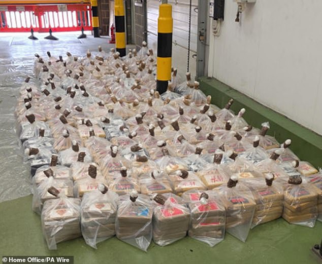 The massive haul was discovered hidden beneath containers on a ship arriving at London Gateway port from Panama