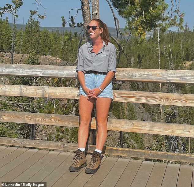 Curiosity seemed to get the best of those stuck in the animal-related jam, as they began stepping out of their cars - unaware that the bear was close enough to strike at any moment (pictured: Hagan)