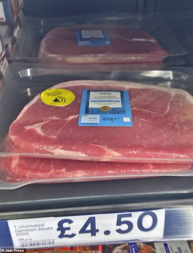 Gammon priced at £4.50 was also seen with the anti-theft stickers