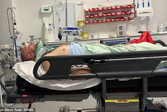 The father claims the NHS body told him it can't assess his care despite him being in the hospital for 18 months (Pictured: Mr Todd in hospital)