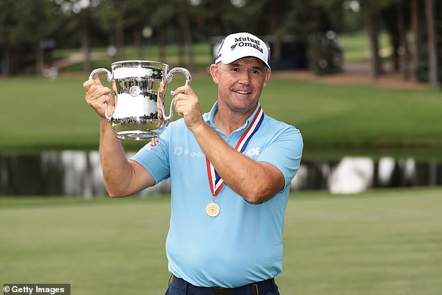 Padraig Harrington triumphed in the US Senior Open for a second time on Sunday evening