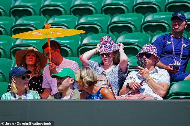 Spectators in the morning sunshine at Wimbledon