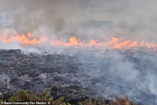 Footage from Highland and Moray, in the Scottish Highlands, shows wildfires and smoke obscuring the landscape