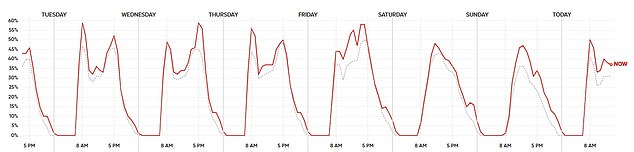 Graphic showing traffic congestion at Brighton beach over the past week