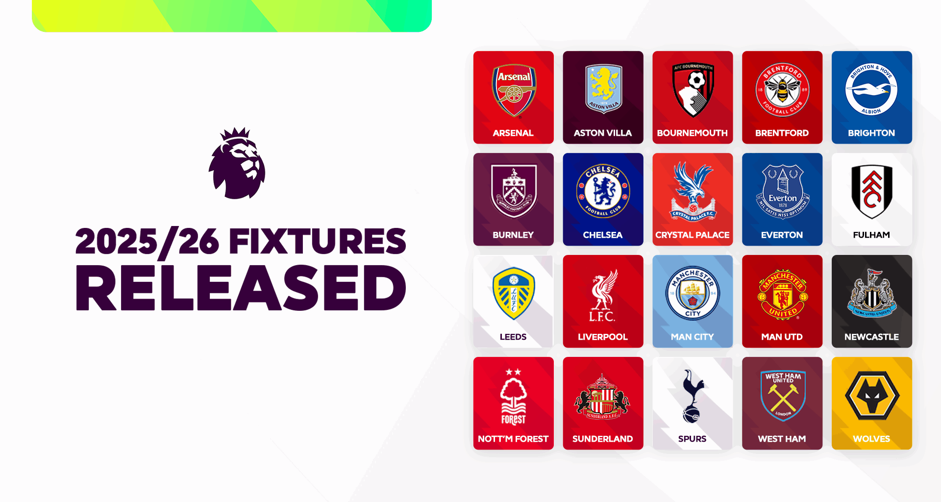 All 380 fixtures for 2025/26 Premier League season