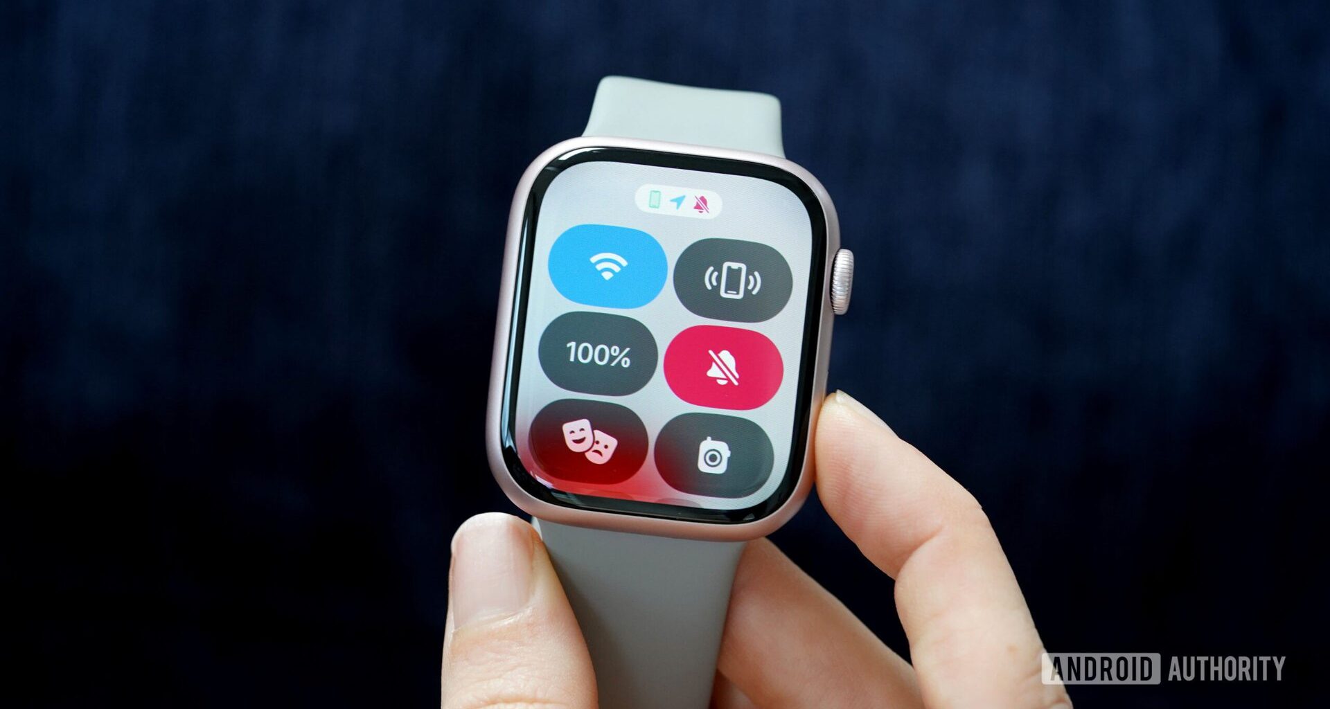 A user opens the Control Center on their Apple Watch Series 9 via the side button.