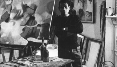 Aubrey Williams circa 1961 in his studio at Greencroft Gardens