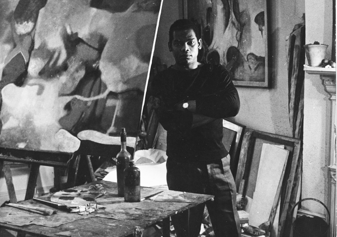 Aubrey Williams circa 1961 in his studio at Greencroft Gardens