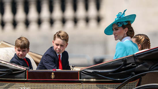 Britain's Catherine, Princess of Wales, Princess Charlotte, Prince George and Prince Louis ride in a carriage, as part of the Trooping the Colour parade to honour Britain's King Charles on his official birthday in London, Britain, June 14, 2025. REUTERS/Toby Melville(REUTERS)
