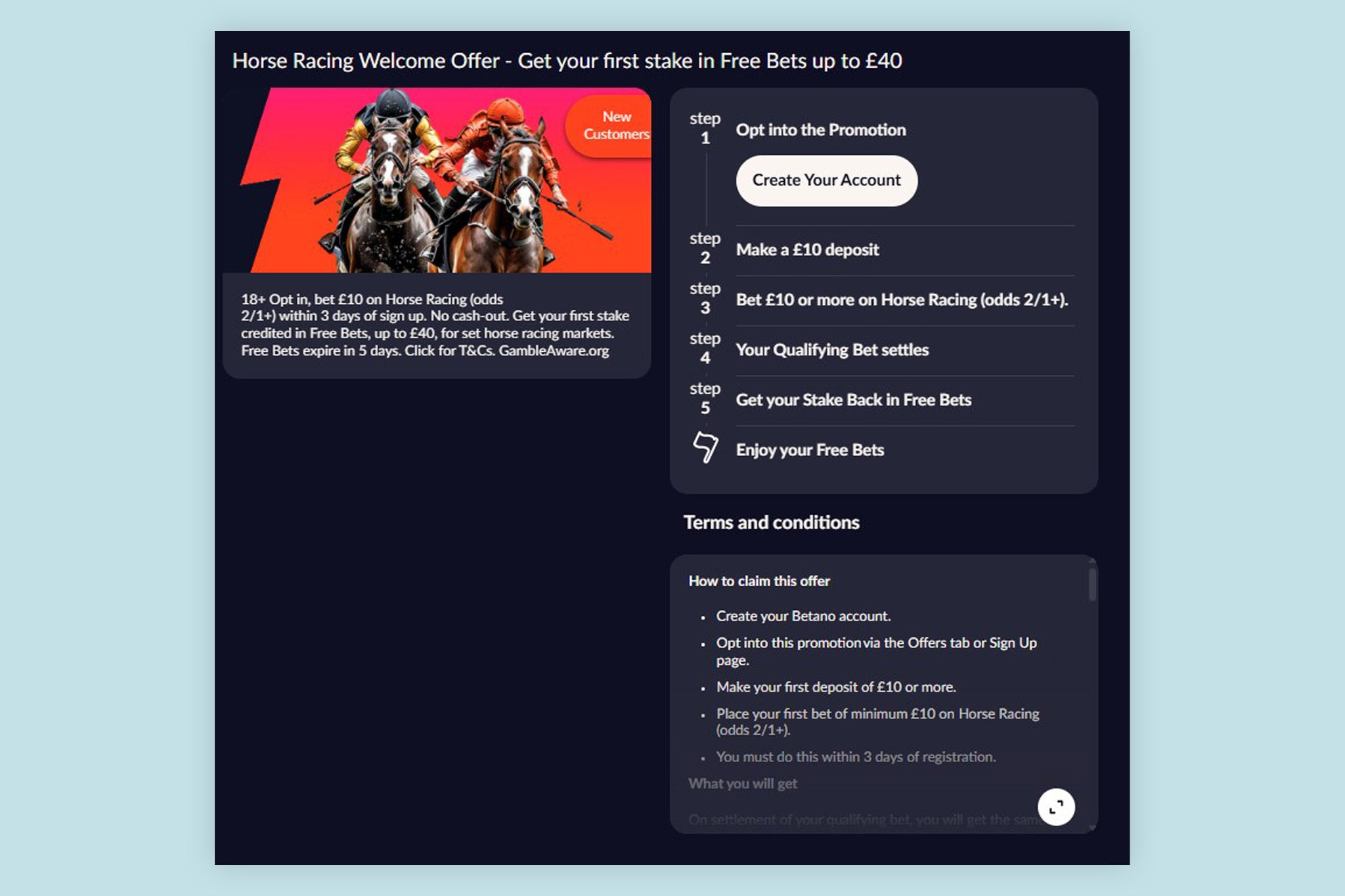 New Betano customers have multiple racing promos to choose from