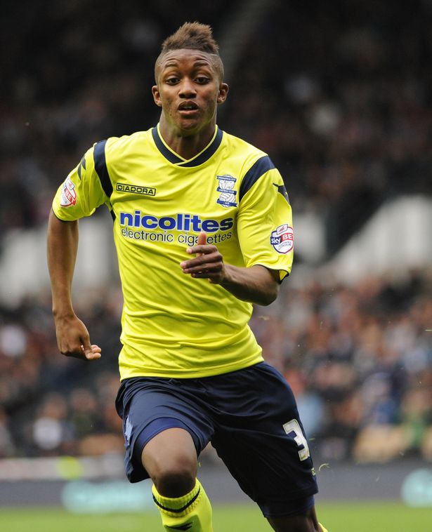Birmingham City's Demarai Gray playing against Derby County at Pride Park
