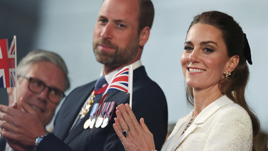 Britain's Prince William and Kate, Princess of Wales. Kate seen here with her iconic engagement ring.(AP)