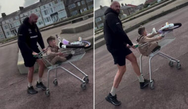 Tyson Fury forced to push struggling son in a shopping trolley as boxing icon admits 'it's not ideal'