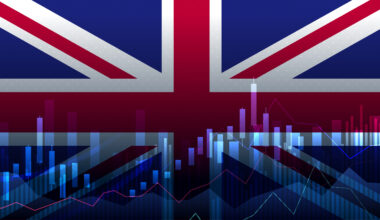Market financial statistical Data with the flag of United Kingdom