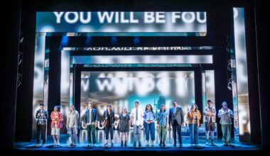 cast lining up for curtain call of Dear Evan Hansen on stage at the Alexandra Theatre in Birmingham