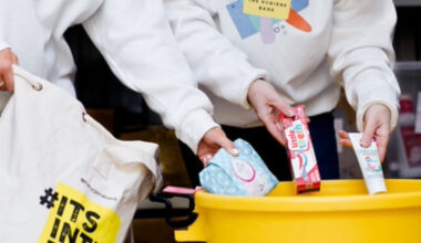 Hygiene products being donated to the Hygiene Bank