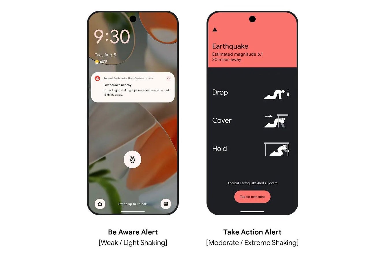 Image of how google&#039;s earthquake alerts work on Android