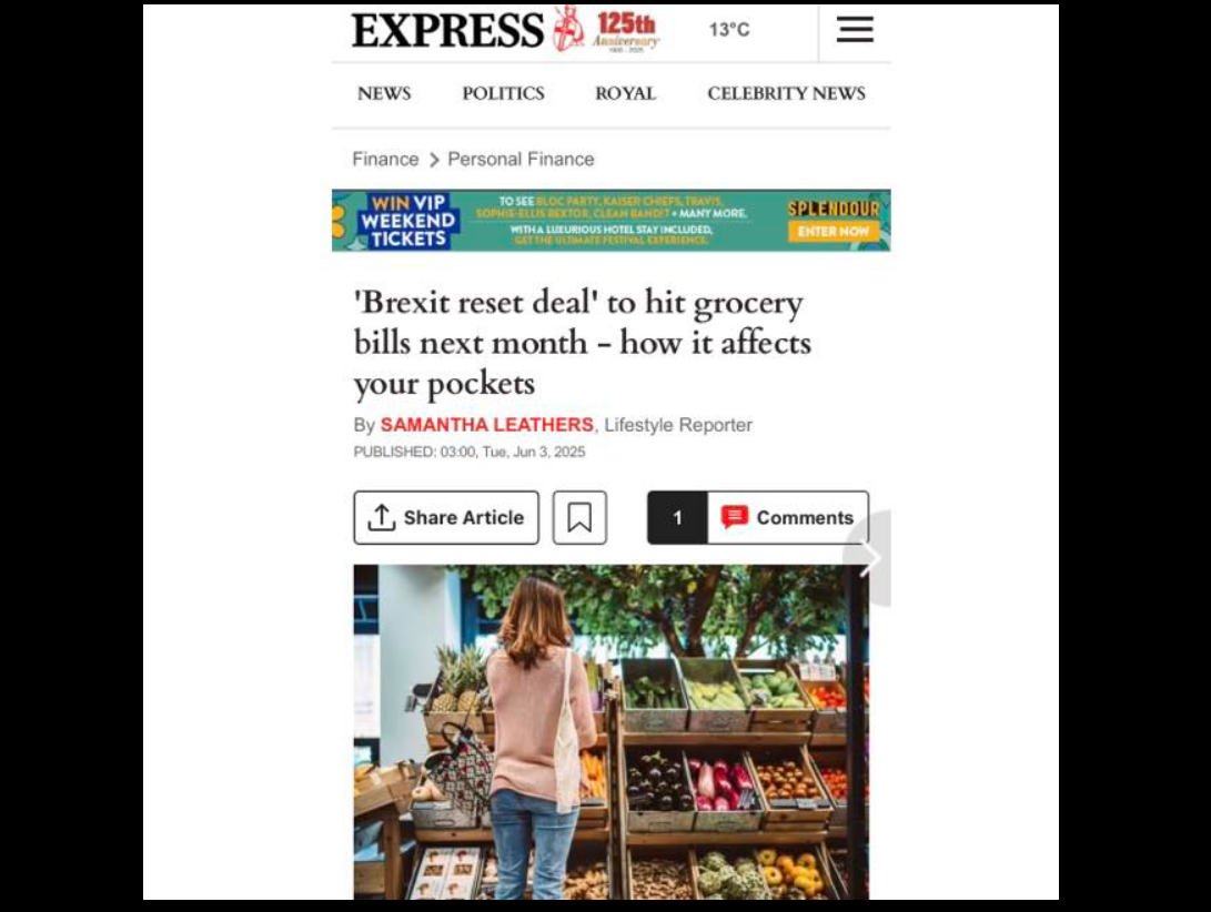 Express begrudgingly concedes Brexit reset benefits, not that you’d know it from the headline