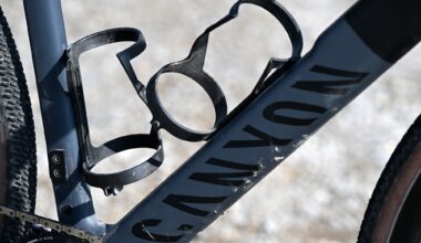 Detail of the downtube and bottle cages on the Canyon Grail CF SL AXS gravel bike