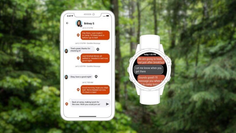 Garmin Messenger app on smartphone and watch