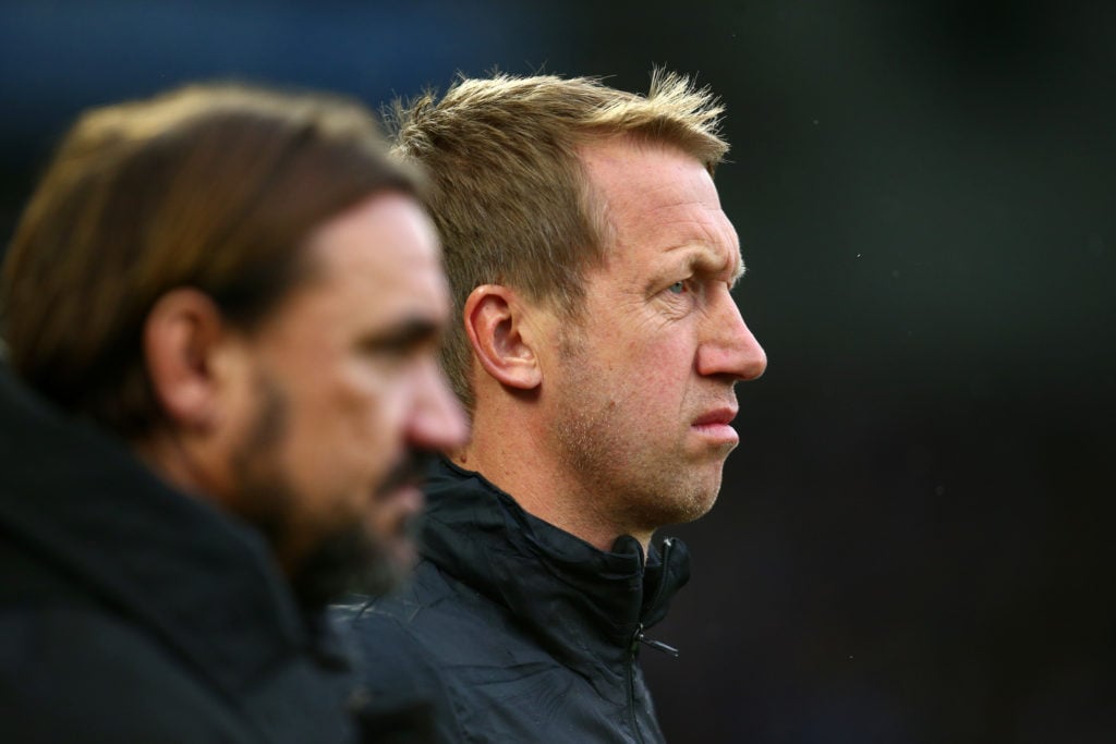 Graham Potter and Daniel Farke on the sideline when they met as Brighton and Norwich managers respectively.