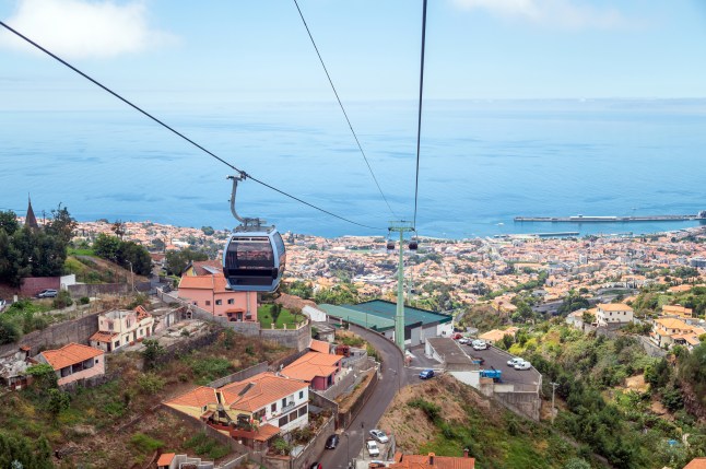 Cable cars above Funchal capital in Madeira