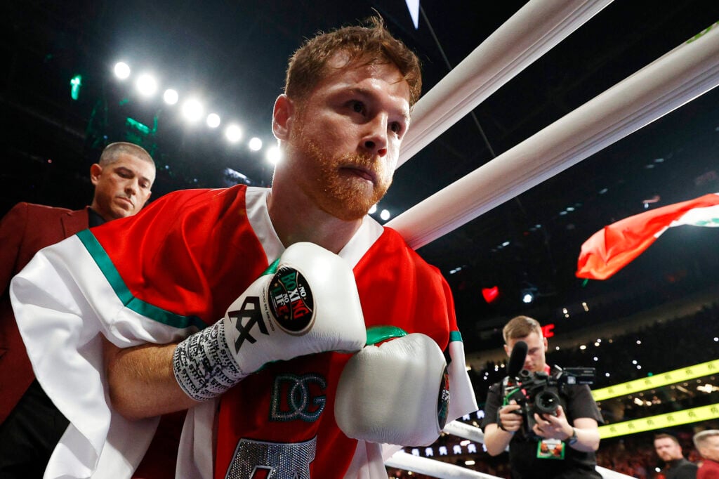 Canelo Alvarez enters the ring before his fight against Gennadiy Golovkin