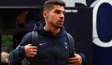 Manor Solomon of Tottenham Hotspur arrives prior to kick-off ahead of the Carabao Cup Second Round match between Fulham and Tottenham Hotspur at Cr...