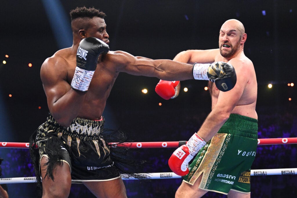 Francis Ngannou punches Tyson Fury