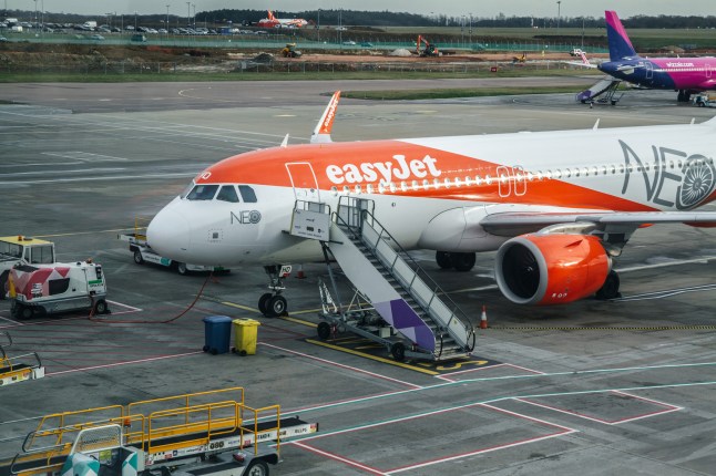 EasyJet Airbus A320neo at London Luton Airport, England, United Kingdom.