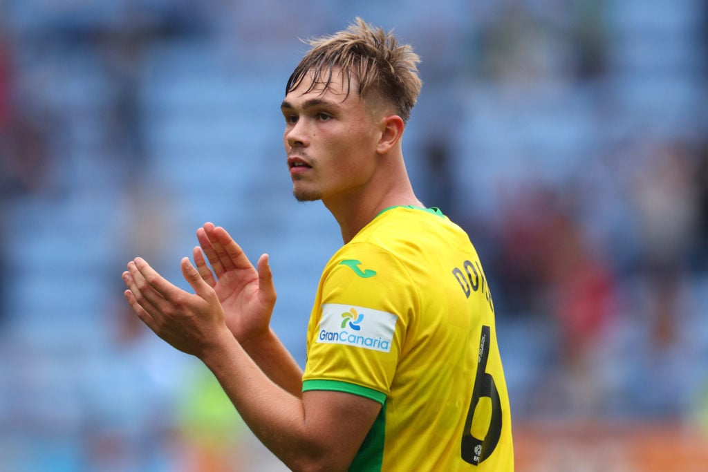 Callum Doyle playing for Norwich against Coventry.