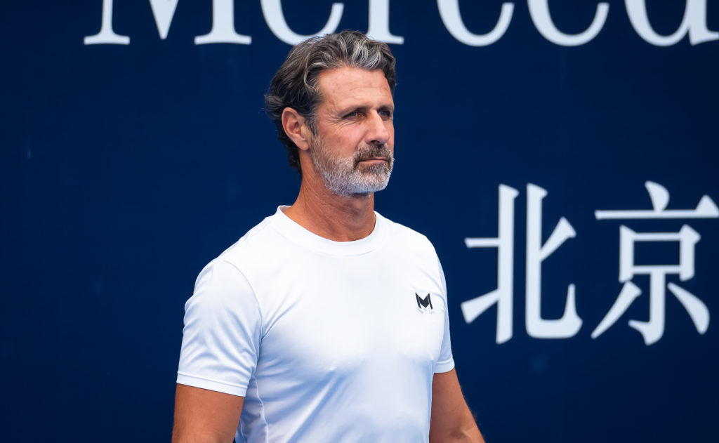 Patrick Mouratoglou looks on during a practice session at the 2024 China Open