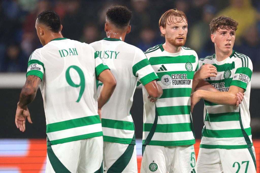 Auston Trusty and Liam Scales in action for Celtic against Atalanta in the Champions League.
