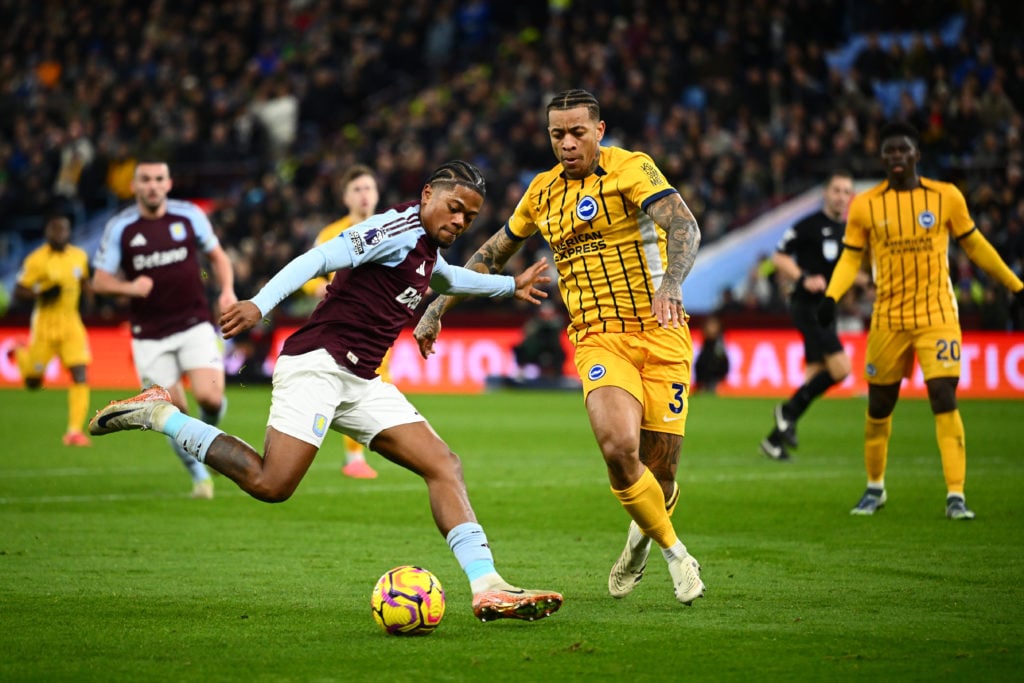 Igor Jesus challenges Leon Bailey as Brighton take on Aston Villa.