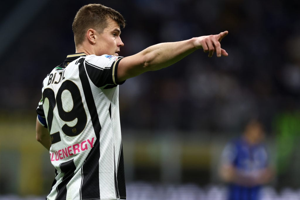 Jaka Bijol of Udinese Calcio gestures during the Serie A