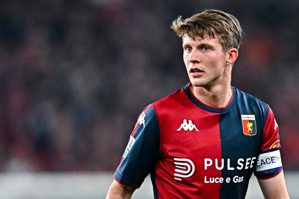 Morten Frendrup of Genoa looks on during the Serie A match between Genoa and Udinese at Stadio Luigi Ferraris on April 4, 2025 in Genoa, Italy.