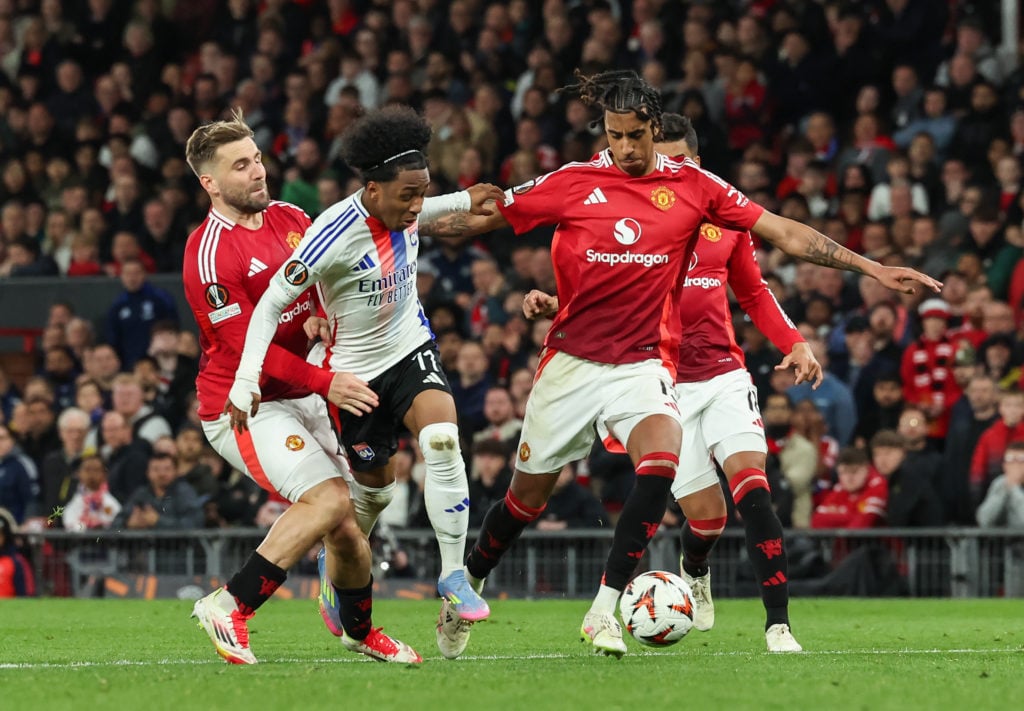 Malick Fofana dribbles through Manchester United's defence