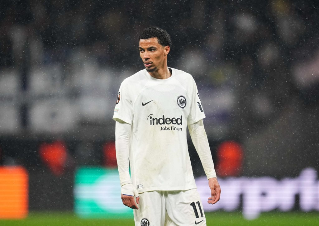 Hugo Ekitiké of Eintracht Frankfurt looks on during the Europa League Quarter Final match between Eintracht Frankfurt and Tottenham Hotspur.