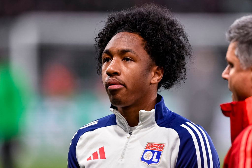 Malick Fofana of Olympique Lyon pictured lining up to start their game against Saint-Etienne.