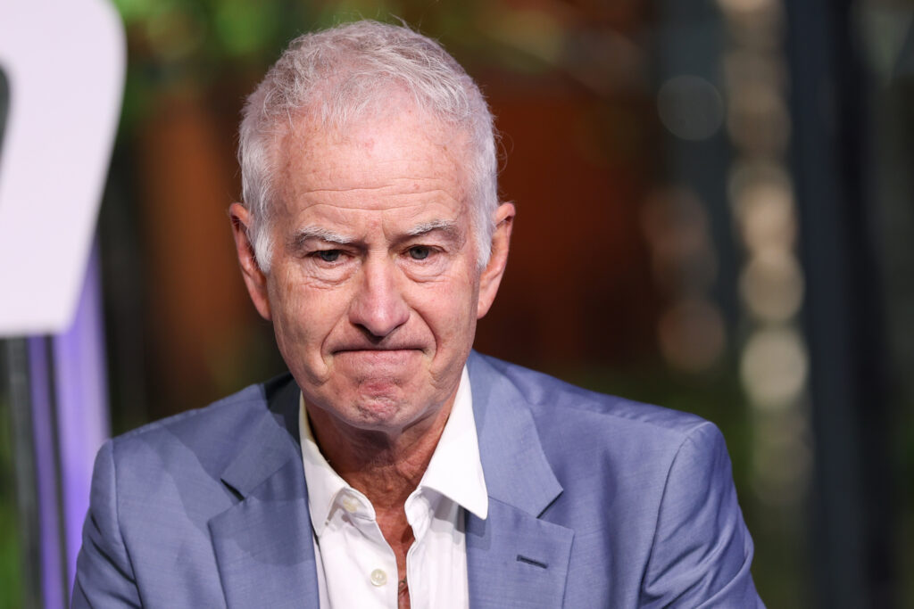 John McEnroe speaks during a US Open investment announcement in 2025