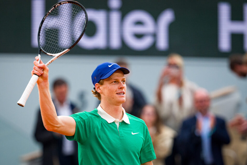 Jannik Sinner celebrates his win over Alexander Bublik at the 2025 French Open