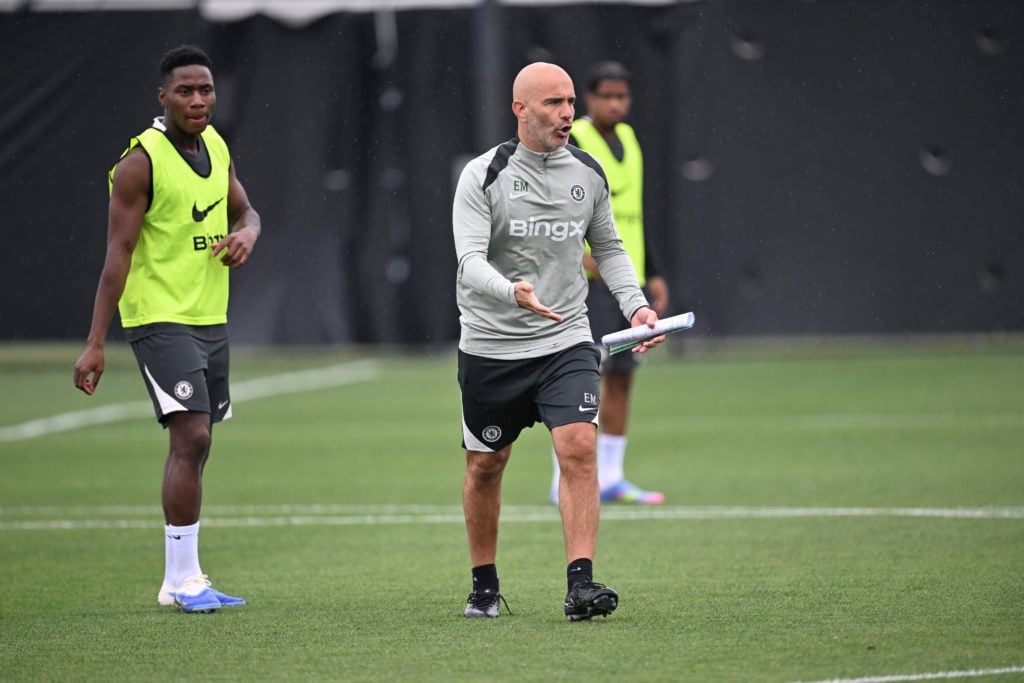 Enzo Maresca gives out instructions during Chelsea FC Training Session - FIFA Club World Cup 2025