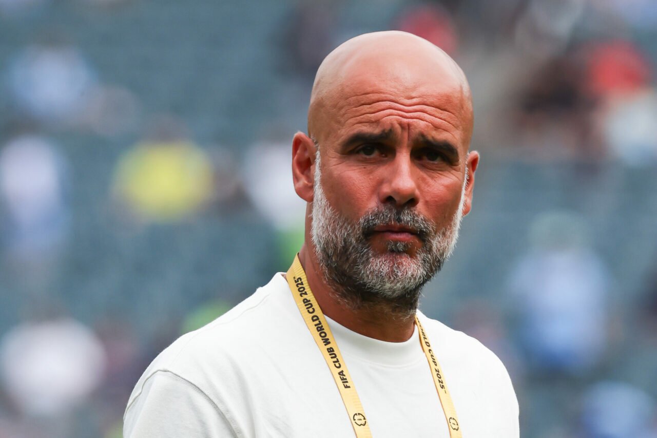 Pep Guardiola head coach of Manchester City prior to the FIFA Club World Cup Group G game against Wydad AC on June 18, 2025 at Lincoln Financial Fi...