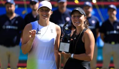 Coco Gauff and Madison Keys react after Jessica Pegula beats Iga Swiatek in the Bad Homburg Open final