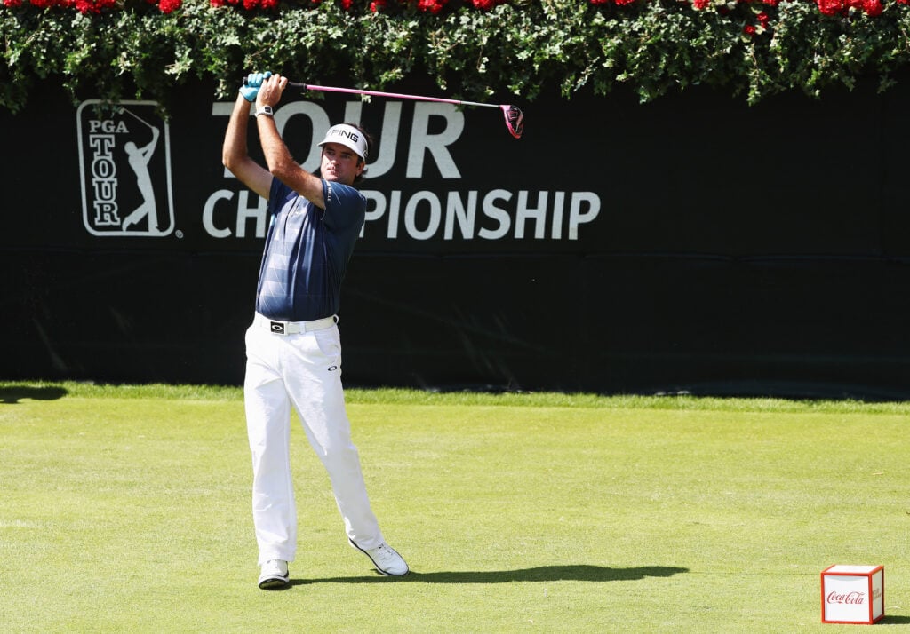 Bubba Watson tees off during the final round of the 2016 Tour Championship