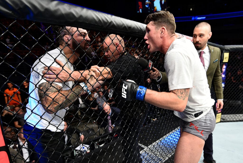 Mike Perry confronts Darren Till.