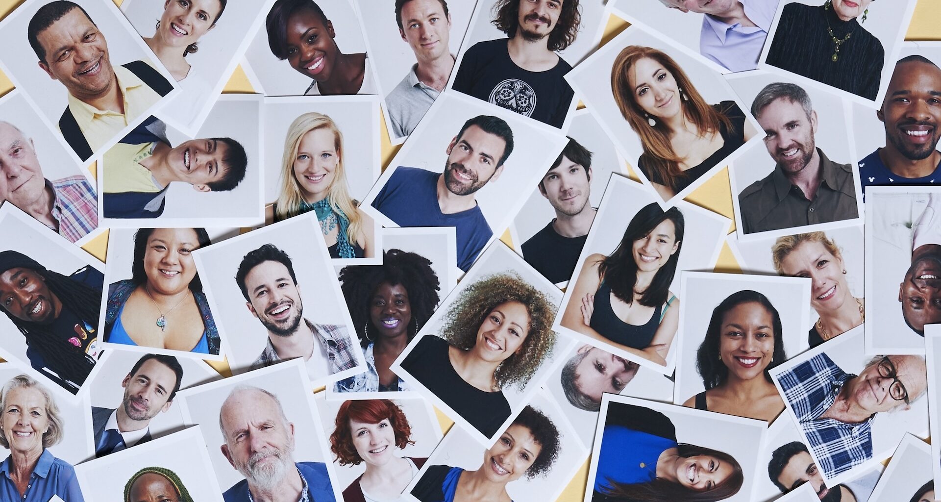 A scattering of photos of a diverse group of people